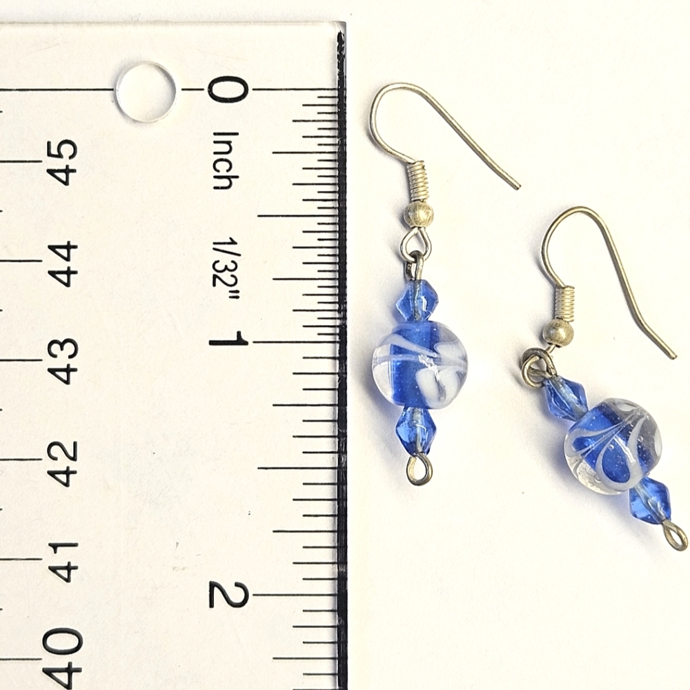 FREE with Bundle Purchase Blue Glass Beaded Earrings - Picture 3 of 3